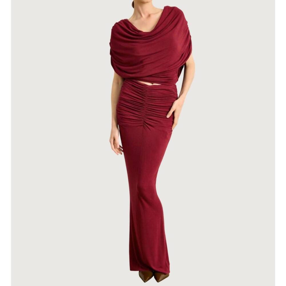 NEW LINE AND DOT mazzy knit skirt in burgundy